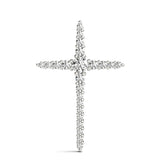 14K White Gold Lab Diamond Religious Cross Pendant