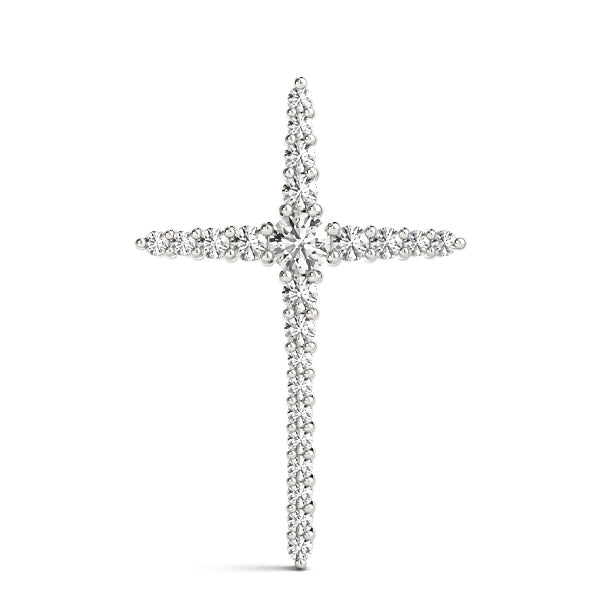 18K White Gold Diamond Religious Cross Pendant