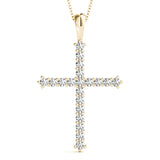 Diamond Religious Cross Pendant - 14K Yellow Gold
