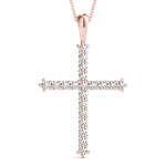 Rose Gold Diamond Cross Pendant | Religious Jewelry
