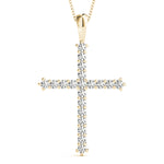 Diamond Religious Cross Pendant - 14K Yellow Gold