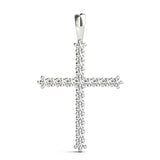 14K White Gold Diamond Religious Cross Pendant