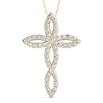 14K Yellow Gold Diamond Cross Pendant Jewelry