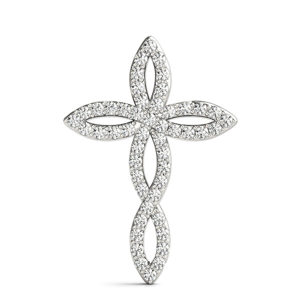 White Gold Diamond Religious Cross Pendant