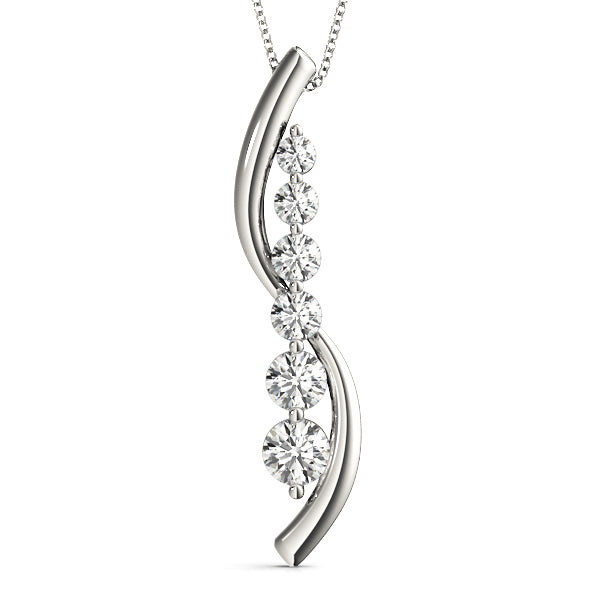 14K White Gold Lab Diamond Journey Pendant