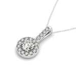Platinum Round Diamond Halo Pendant