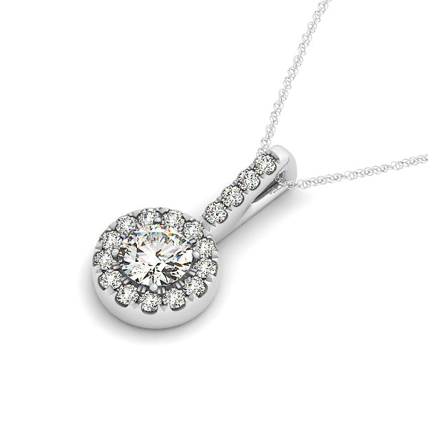 Platinum Round Diamond Halo Pendant