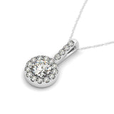 14K White Gold Lab Diamond Halo Pendant