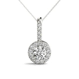 Platinum Round Diamond Halo Pendant