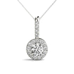 18K White Gold Lab Diamond Halo Pendant