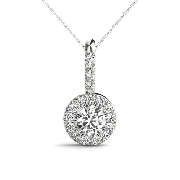 14K White Gold Lab Diamond Halo Pendant
