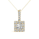 14K Yellow Gold Lab Diamond Halo Pendant