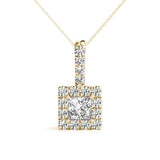 14K Yellow Gold Lab Diamond Halo Pendant