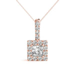18K Rose Gold Lab Diamond Halo Pendant