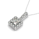 Lab Diamond Square Halo Pendant