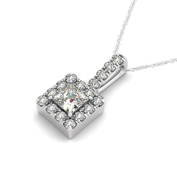 18K White Gold Lab Diamond Halo Pendant