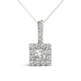 Platinum Lab Diamond Halo Square Pendant