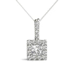 14K White Gold Lab Diamond Halo Pendant