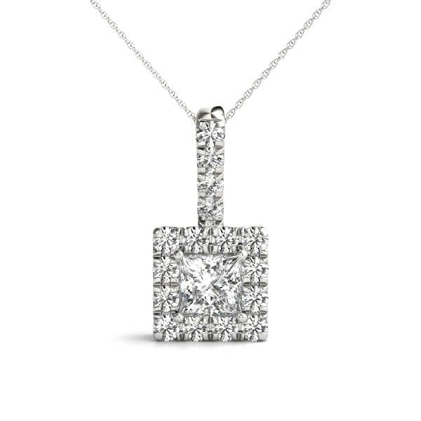 14K White Gold Lab Diamond Halo Pendant