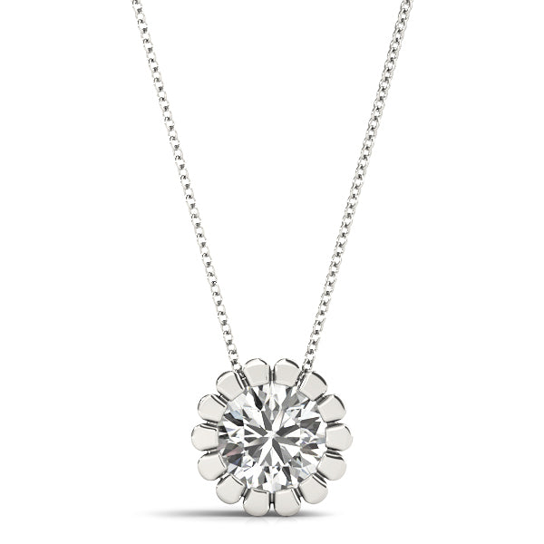 1 CT Lab Diamond White Platinum Solitaire Pendant