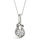 14K White Gold Diamond Love Knot Pendant