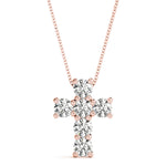 Rose Gold Diamond Cross Pendant | Religious Jewelry