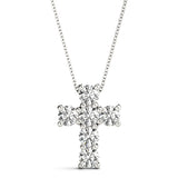 White Gold Diamond Cross Pendant - Religious Jewelry