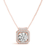 Rose Gold Lab Diamond Halo Pendant