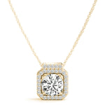 18K Yellow Gold Lab Diamond Halo Pendant