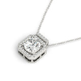 Platinum Round Diamond Halo Pendant