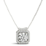 Platinum Round Diamond Halo Pendant