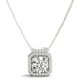 White Gold Round Lab Diamond Halo Pendant