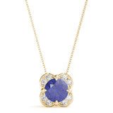 14K Yellow Gold Round Diamond Halo Pendant