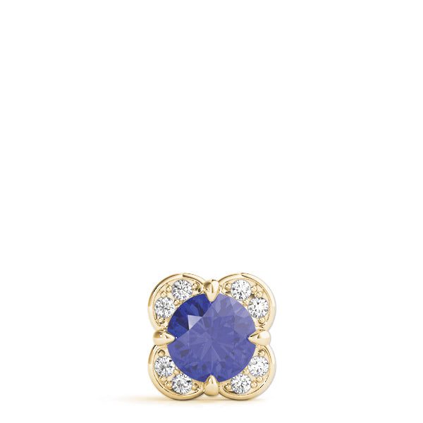 14K Yellow Gold Round Diamond Halo Pendant