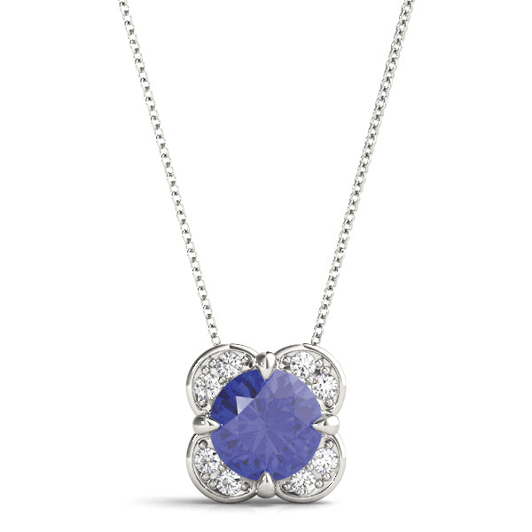 Platinum Round Diamond Halo Pendant