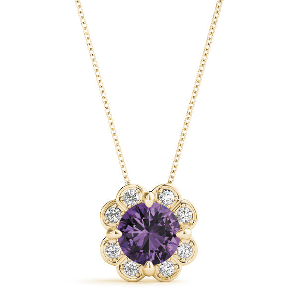 Yellow Gold Lab Diamond Halo Pendant
