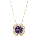 18K Yellow Gold Round Lab Diamond Halo Pendant