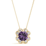 18K Yellow Gold Round Lab Diamond Halo Pendant