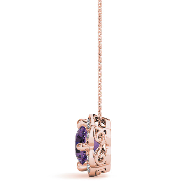 18K Rose Gold Lab Diamond Halo Pendant