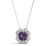 18K White Gold Round Diamond Halo Pendant