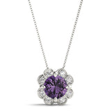 18K White Gold Round Diamond Halo Pendant
