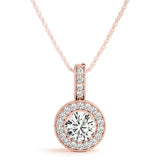Rose Gold Lab Diamond Halo Pendant - 0.24 CTW