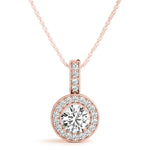 18K Rose Gold Lab Diamond Halo Pendant