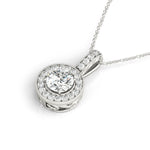 18K White Gold Round Diamond Halo Pendant
