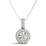 Platinum Round Diamond Halo Pendant