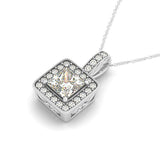 White Gold Lab Diamond Halo Square Pendant