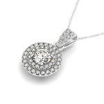 Platinum White Diamond Halo Pendant