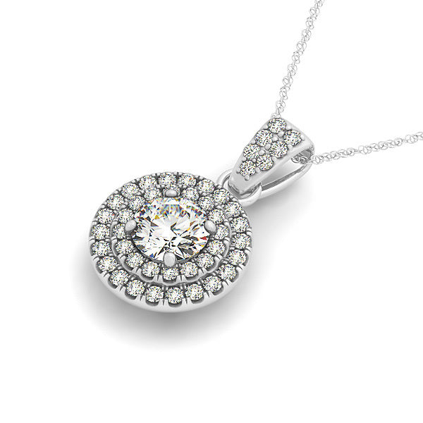 Platinum White Diamond Halo Pendant