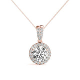 Rose Gold Round Lab Diamond Halo Pendant