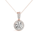 Rose Gold Round Diamond Halo Pendant